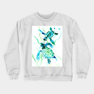 Sea turtles turquoise indigo blue design Crewneck Sweatshirt